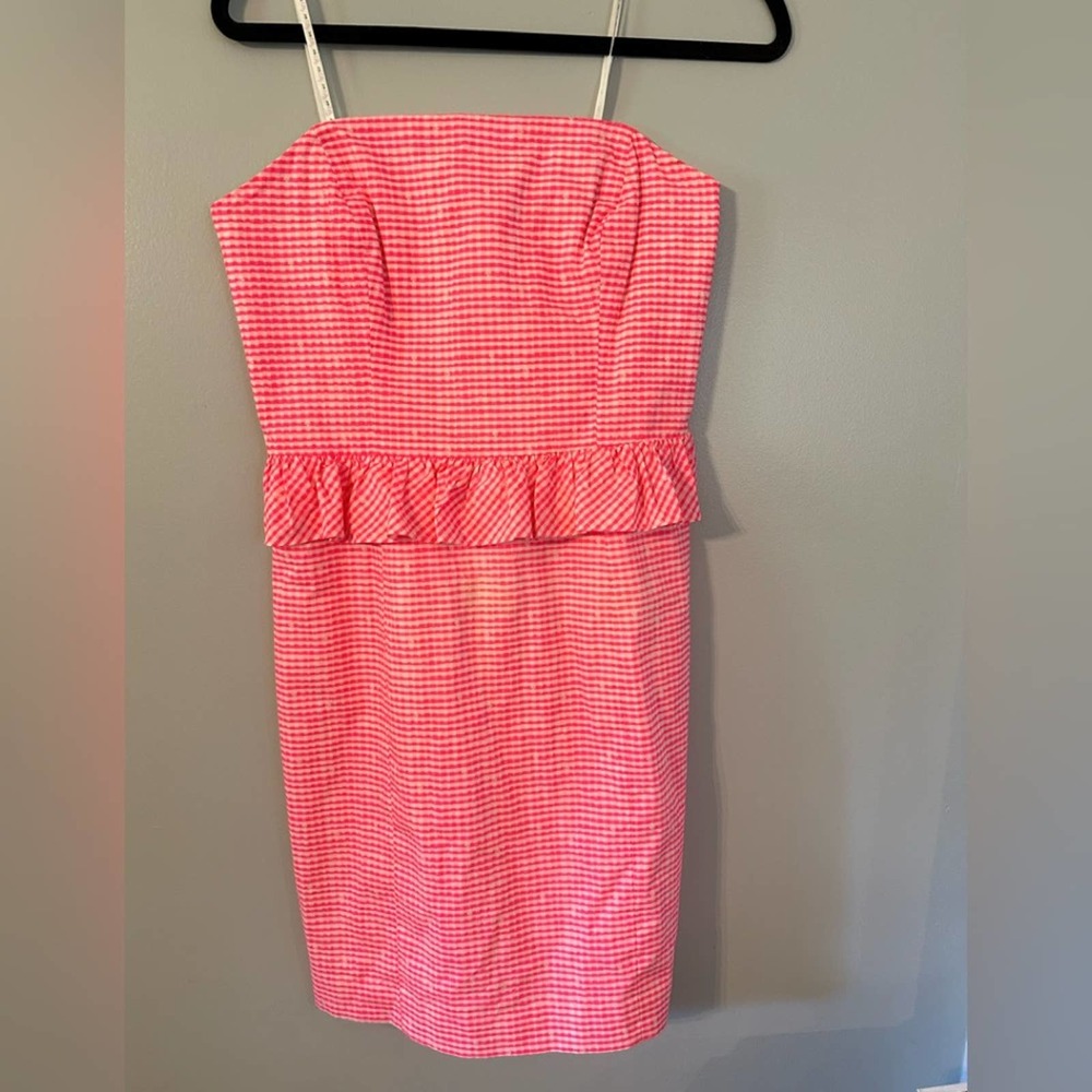 Lilly Pulitzer Lowe Fiesta Hot Pink and White Strapless Dress size 6